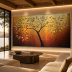 GOLDEN LEAF TREE OF LIFE: 3D Gold Leaf Tree Relief Impasto Canvas
