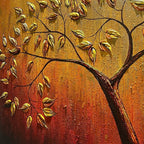 GOLDEN LEAF TREE OF LIFE: 3D Gold Leaf Tree Relief Impasto Canvas