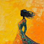 GOLDEN HOUR GRACE: Impasto Woman Wall Art Textured Canvas