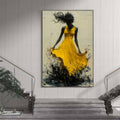 Golden Whirl: Textured Impasto Figurative Oil Painting Canvas Wall Art Woman Portrait Decor