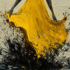 GOLDEN WHIRL: Impasto Dancer Wall Art Textured Canvas