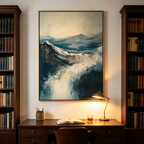 HIGHLAND MIST: Atmospheric Irish Countryside Blues Browns And White Canvas