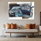 INDIGO DREAMSCAPE: Textured Impasto Deep Indigo Shimmering Gold Canvas
