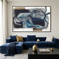 INDIGO DREAMSCAPE: Textured Impasto Deep Indigo Shimmering Gold Canvas
