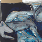 INDIGO DREAMSCAPE: Textured Impasto Deep Indigo Shimmering Gold Canvas