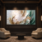 JADE AURORA: Textured Green Gold Impasto Abstract Natural Canvas
