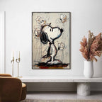 JOYFUL DAYDREAM: Expressive Pop Art Character Painting with Floral Accents