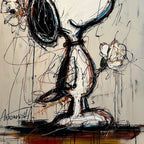 JOYFUL DAYDREAM: Expressive Pop Art Character Painting with Floral Accents