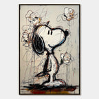 JOYFUL DAYDREAM: Expressive Pop Art Character Painting with Floral Accents