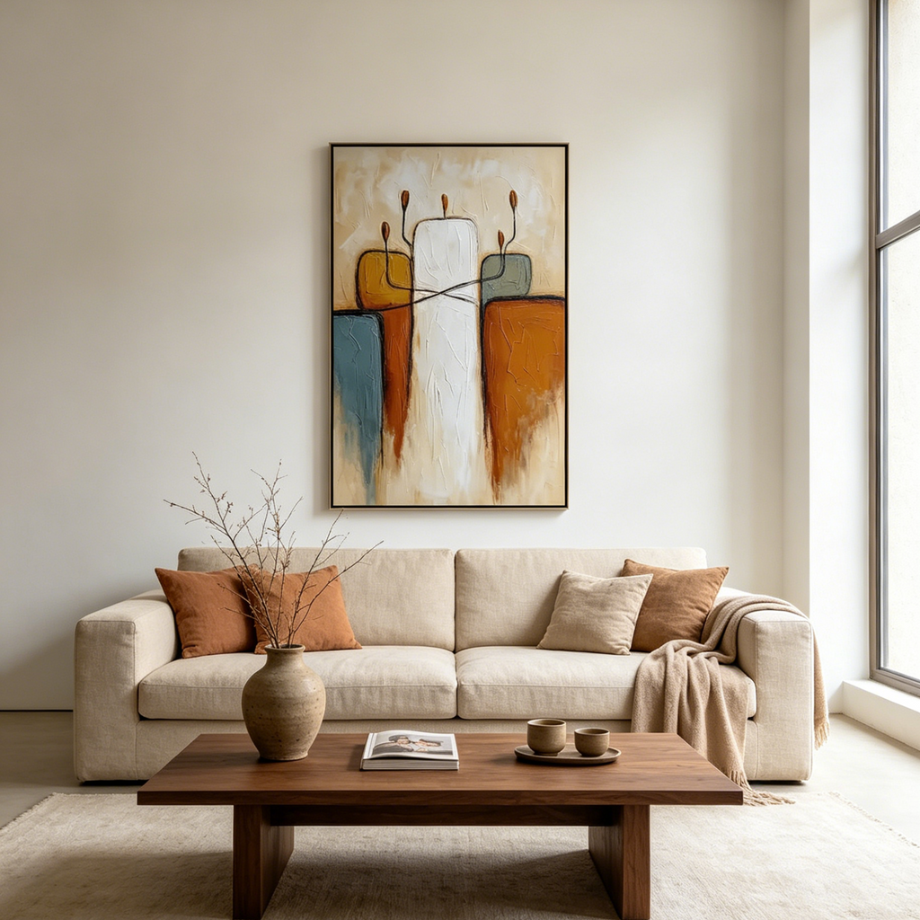 KINDRED: Textured Impasto Connection Abstract Figures Canvas
