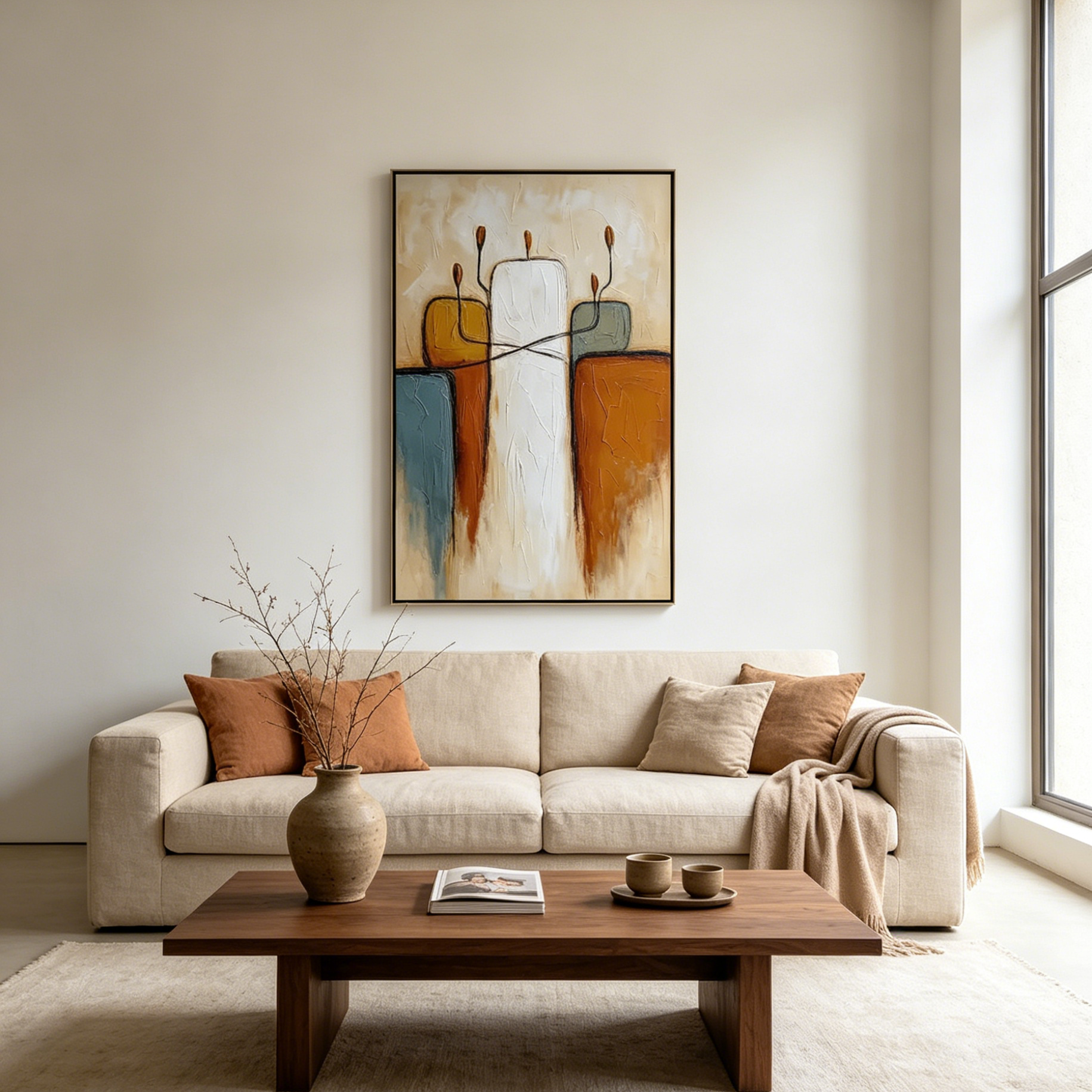 KINDRED: Textured Impasto Connection Abstract Figures Canvas