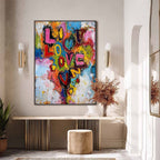 LOVE CASCADE: Colorful Textured Abstract Love Graffiti Wall Art