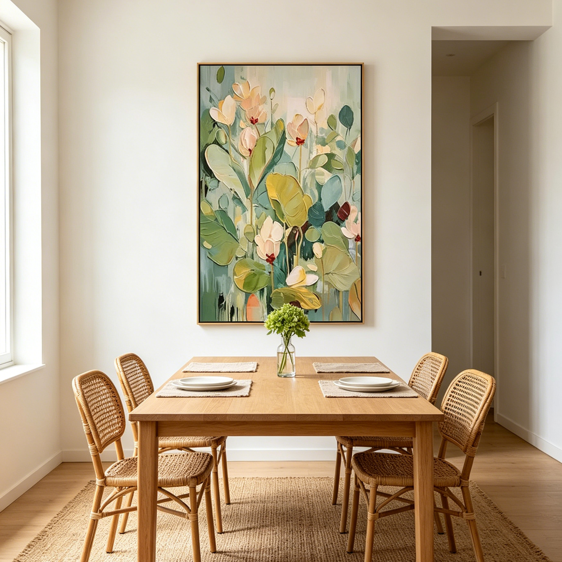LUSH GARDEN: Textured Greens And Whites Tranquil Beauty Canvas