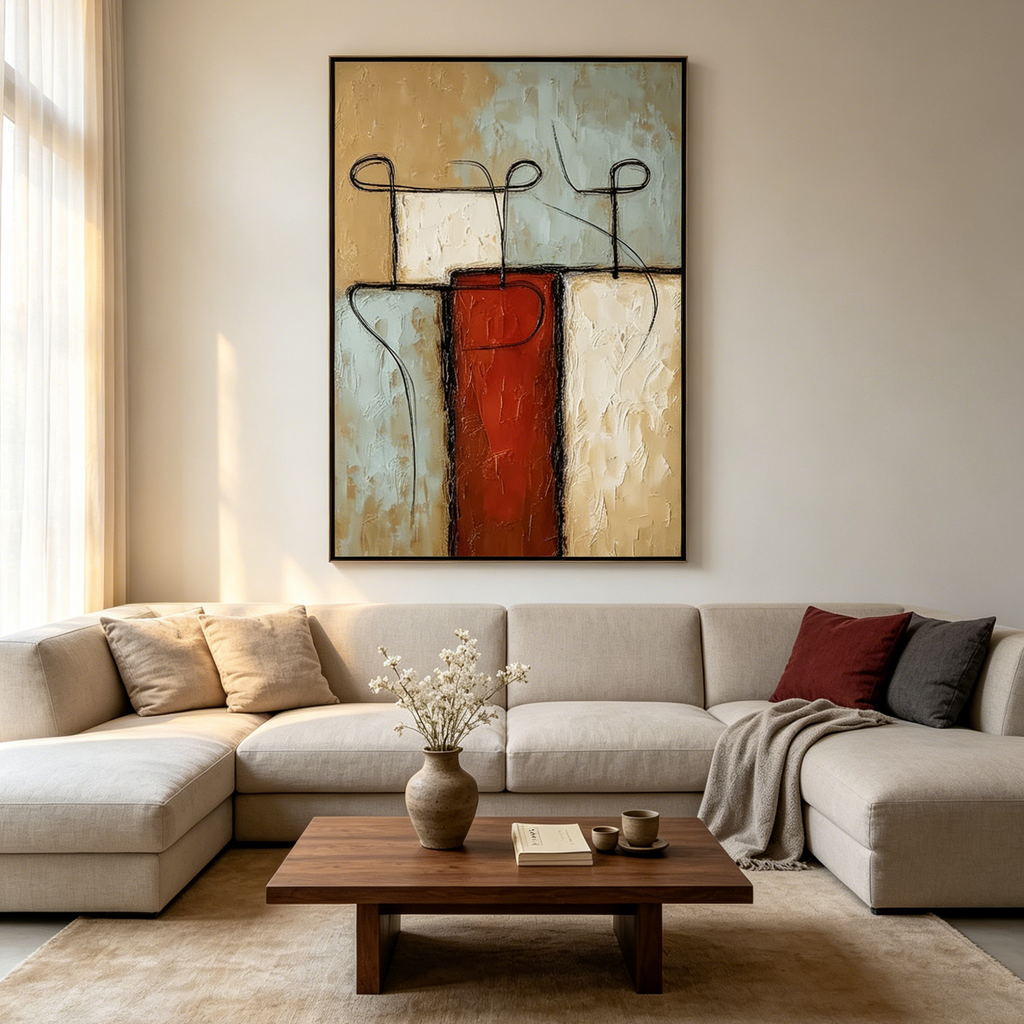 CONNECTION: Minimalist Abstract Figures Quiet Exchange Canvas