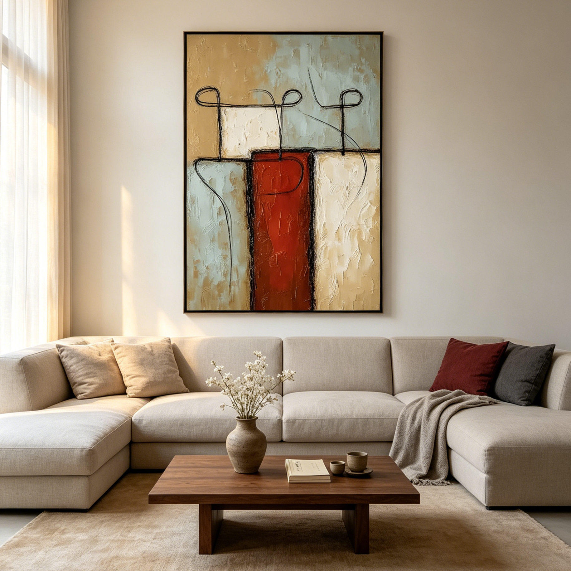 CONNECTION: Minimalist Abstract Figures Quiet Exchange Canvas