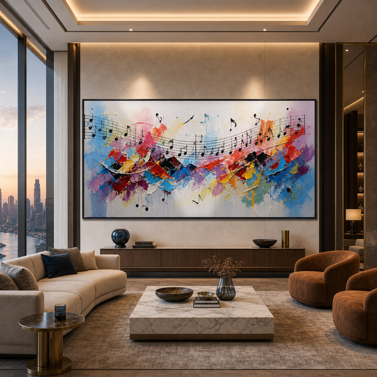 MELODY IN COLOR: Musical Notes Colorful Abstract Canvas