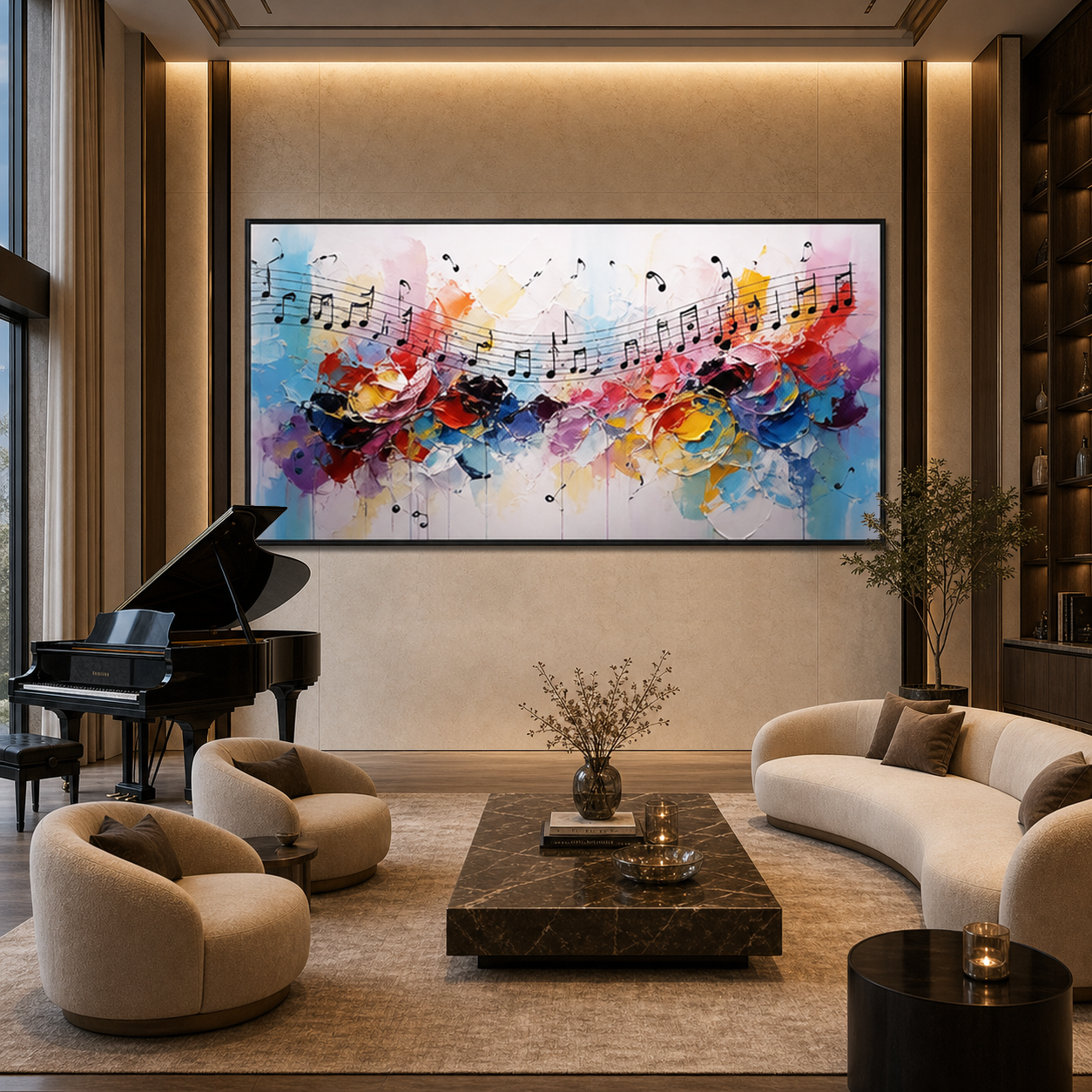 MELODY IN COLOR: Musical Notes Colorful Abstract Canvas