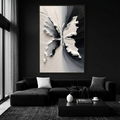 METAMORPHOSIS: Impasto Black White Butterfly Emerging Canvas