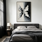 METAMORPHOSIS: Impasto Black White Butterfly Emerging Canvas