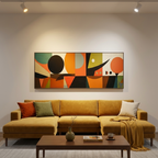 MID-CENTURY MODERN GEOMETRIC: Vibrant Balanced Abstract Panoramic Canvas
