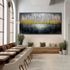 MIDNIGHT REFLECTIONS: Textured Abstract Gold and Silver Landscape Painting