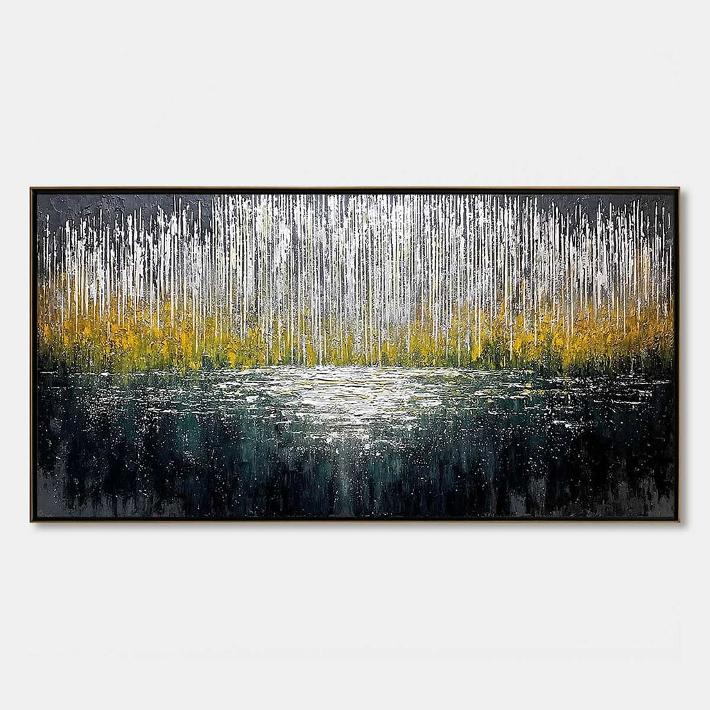 MIDNIGHT REFLECTIONS: Textured Abstract Gold and Silver Landscape Painting