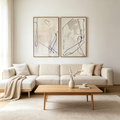MINIMALIST ABSTRACT DIPTYCH: Soft Beige Textured Abstract Lines Canvas Set Of 2