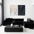 MINIMALIST ABSTRACT DUO: Contrasting Black White Abstract Paintings Set Of 2