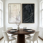 MINIMALIST ABSTRACT DUO: Contrasting Black White Abstract Paintings Set Of 2
