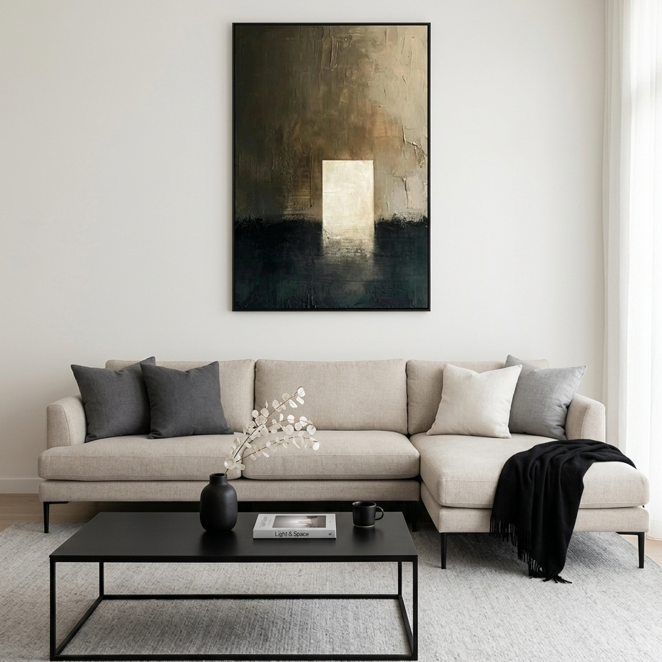 MINIMALIST DOORWAY: Textured Abstract Illuminated Rectangle Doorway Canvas