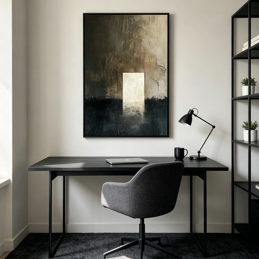MINIMALIST DOORWAY: Textured Abstract Illuminated Rectangle Doorway Canvas
