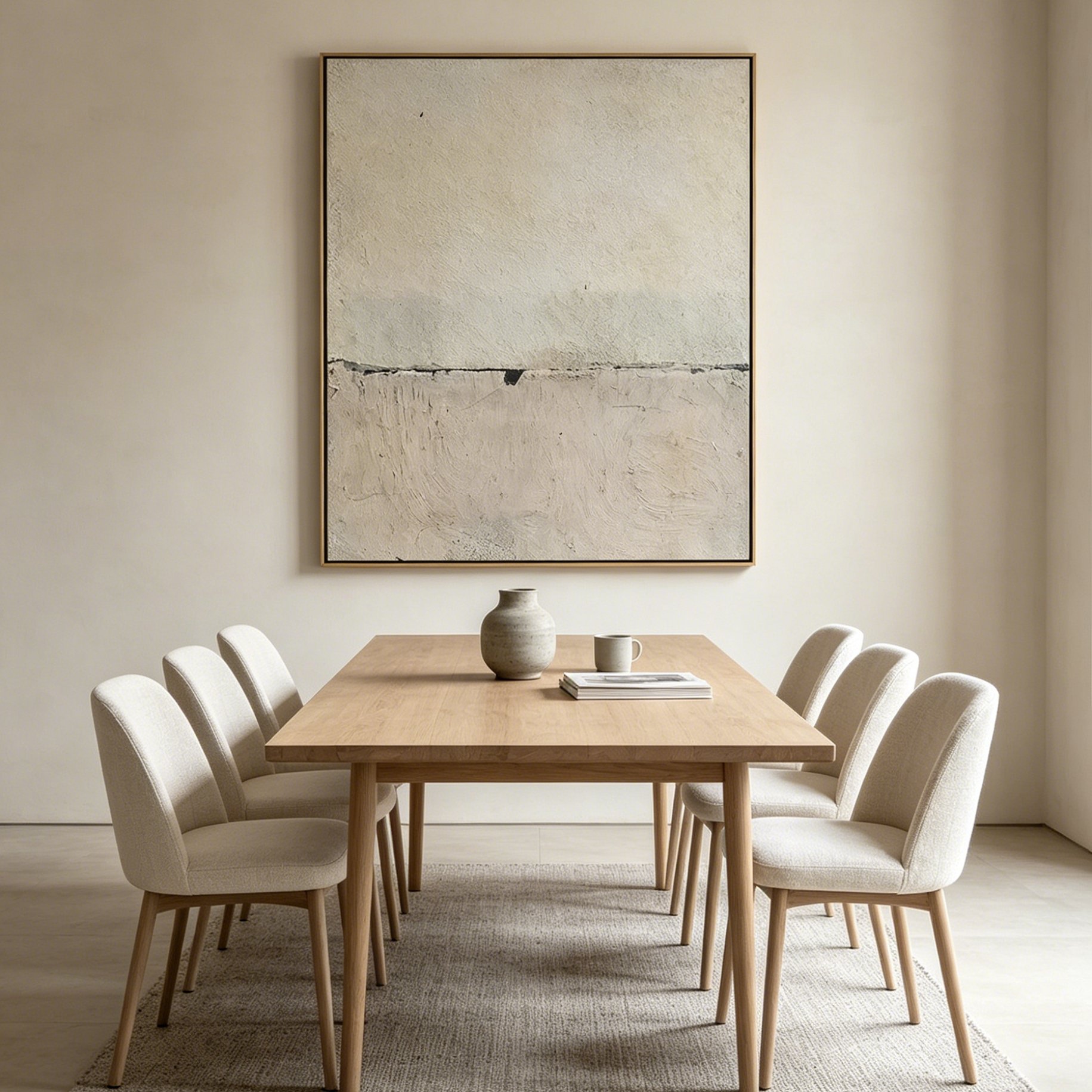 MINIMALIST EARTHSCAPE: Neutral Tone Textured Layers Abstract Landscape Canvas