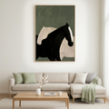 MINIMALIST HORSES: Abstract Horses Muted Green Background Canvas
