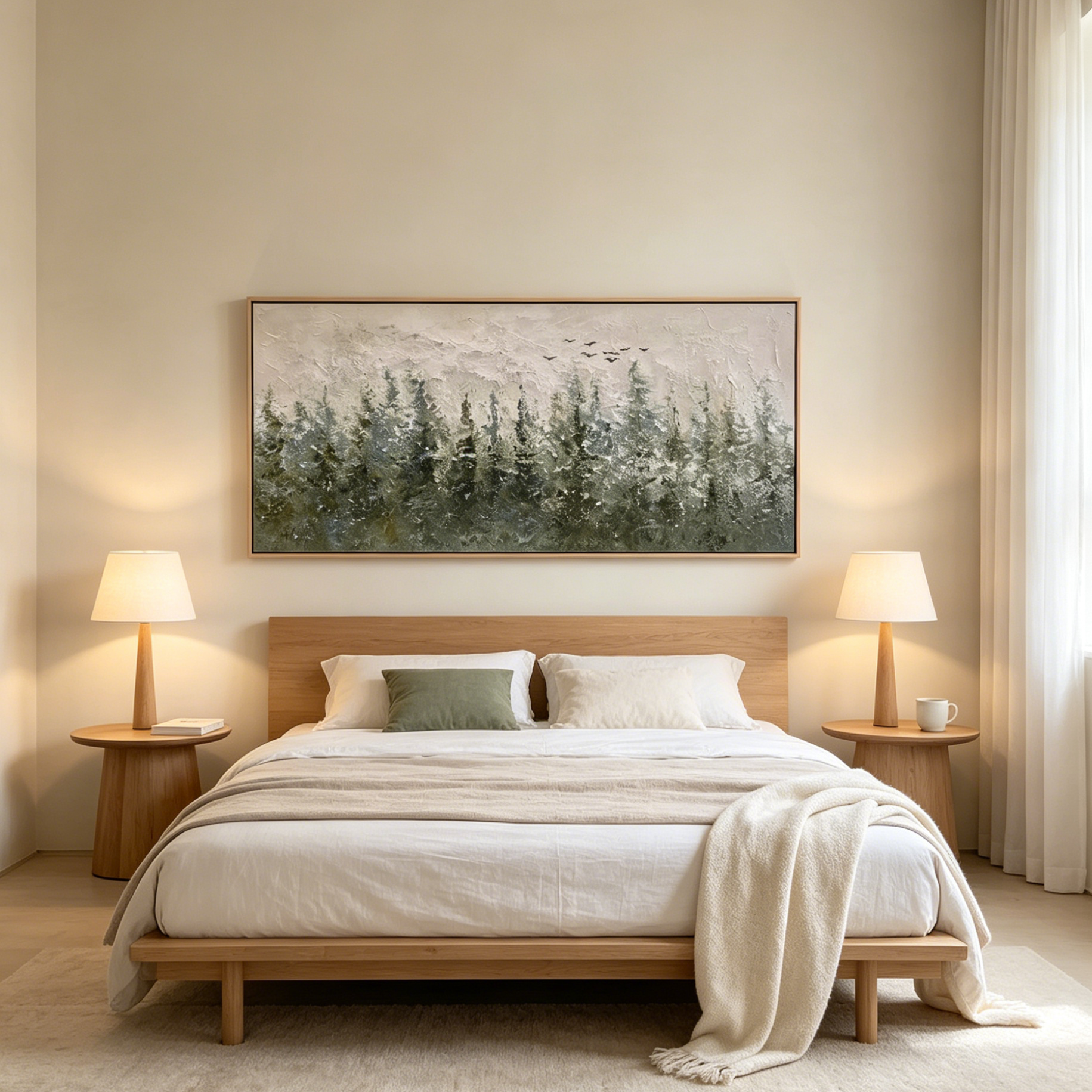 MISTY FOREST: Wabi Sabi Atmospheric Foggy Trees Textured Canvas
