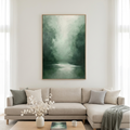 MISTY GREEN FOREST: Soft Green Trees Quiet Depth Minimalist Canvas