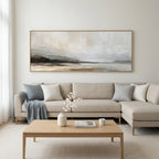 MISTY MOUNTAIN LAKE PANORAMIC: Soft Fog Lake Calm Minimalist Canvas