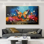 MONARCH'S REPOSE:Orange Purple Butterfly Oil Painting