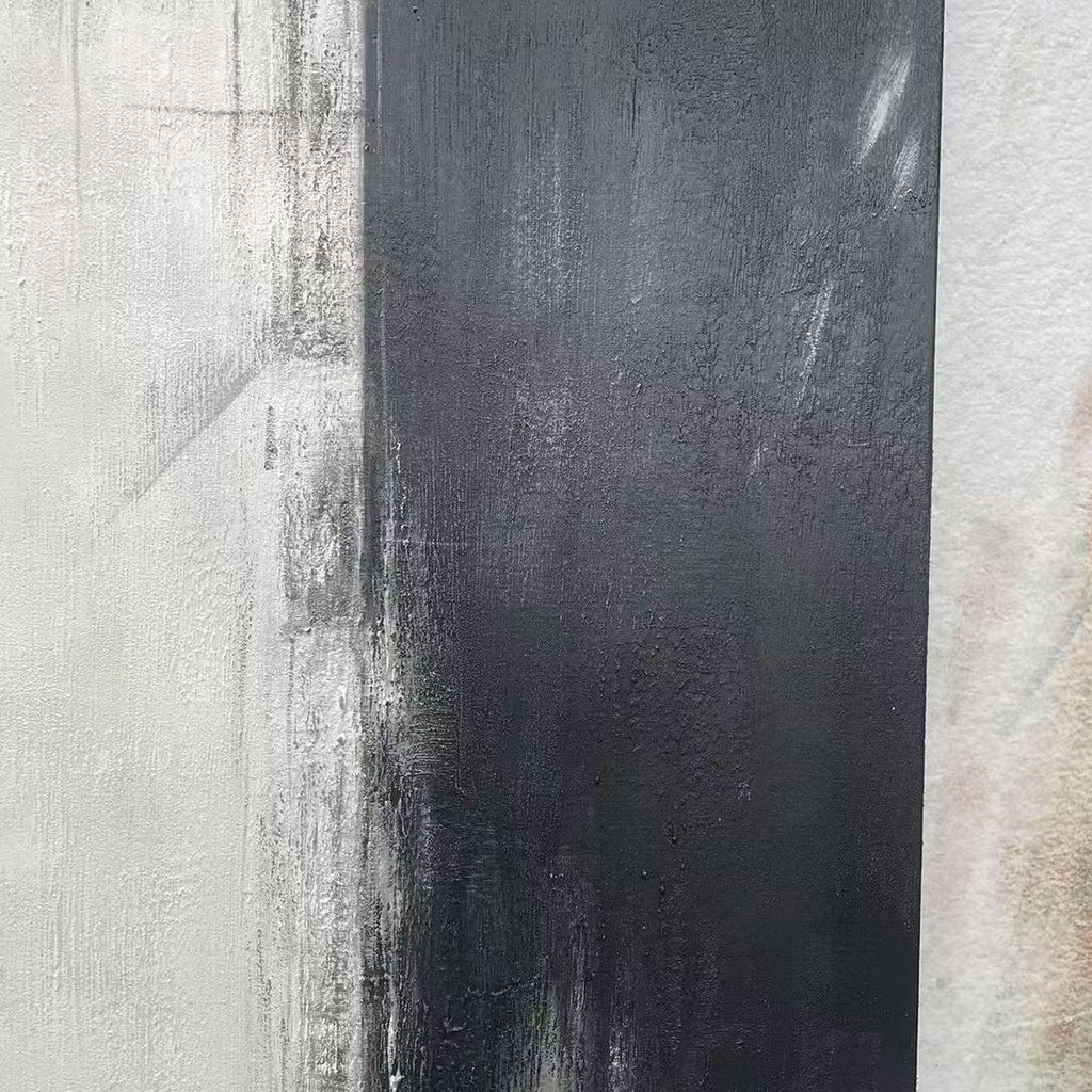 MONOCHROME MINIMALISM: Abstract Painting, Black and White Wall Art, Textured Canvas, Vertical