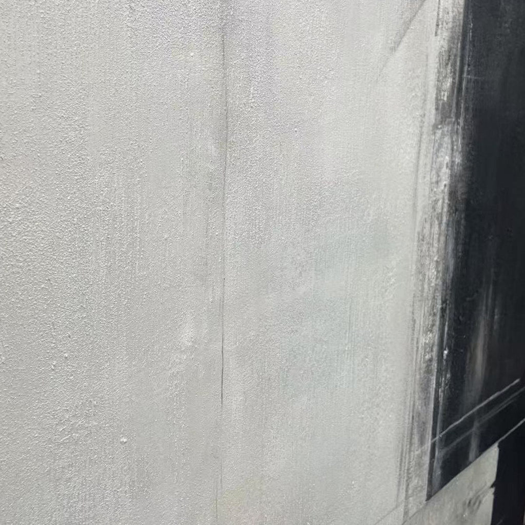 MONOCHROME MINIMALISM: Abstract Painting, Black and White Wall Art, Textured Canvas, Vertical