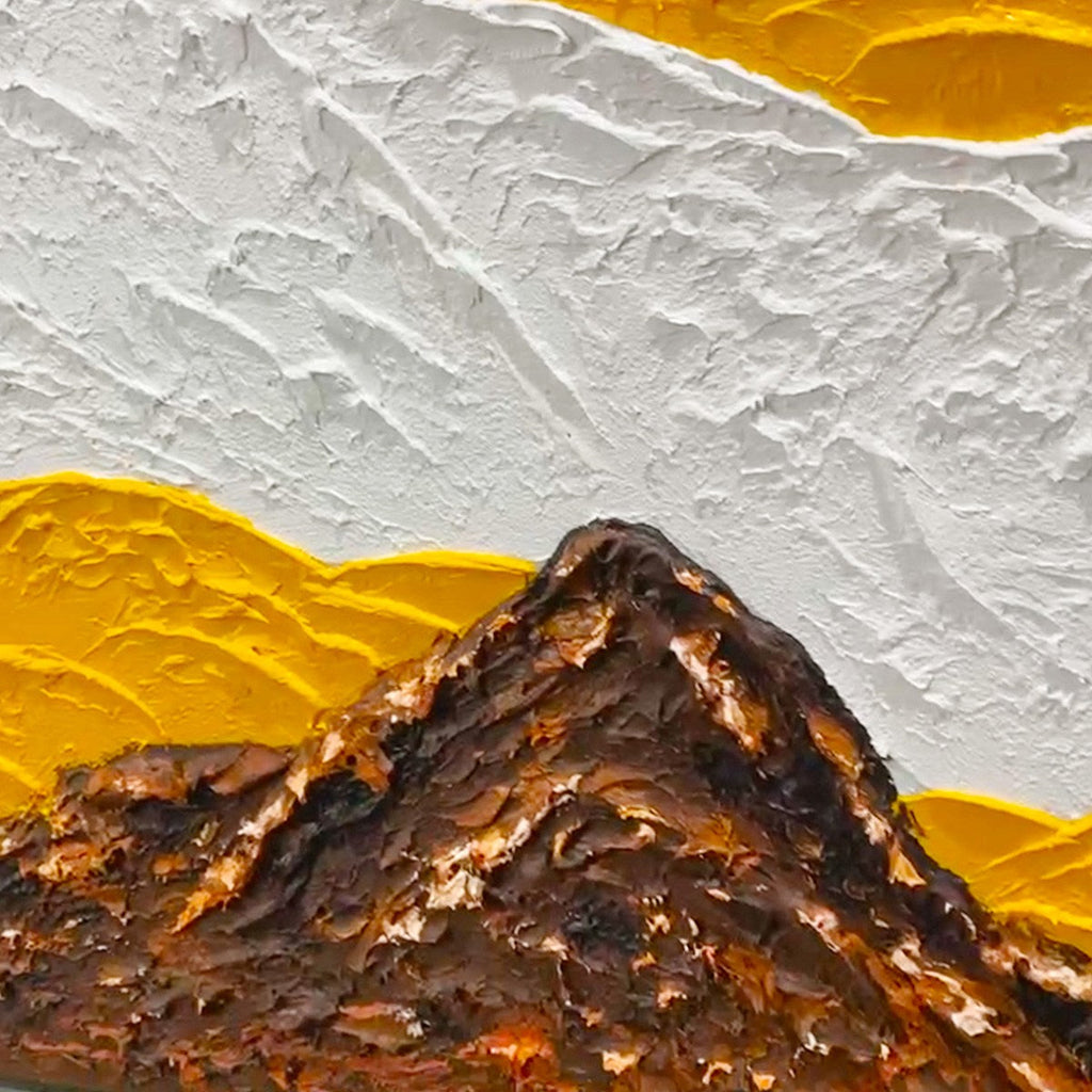 MOUNTAIN PEAKS: Textured Mountain Range Painting in Brown and White