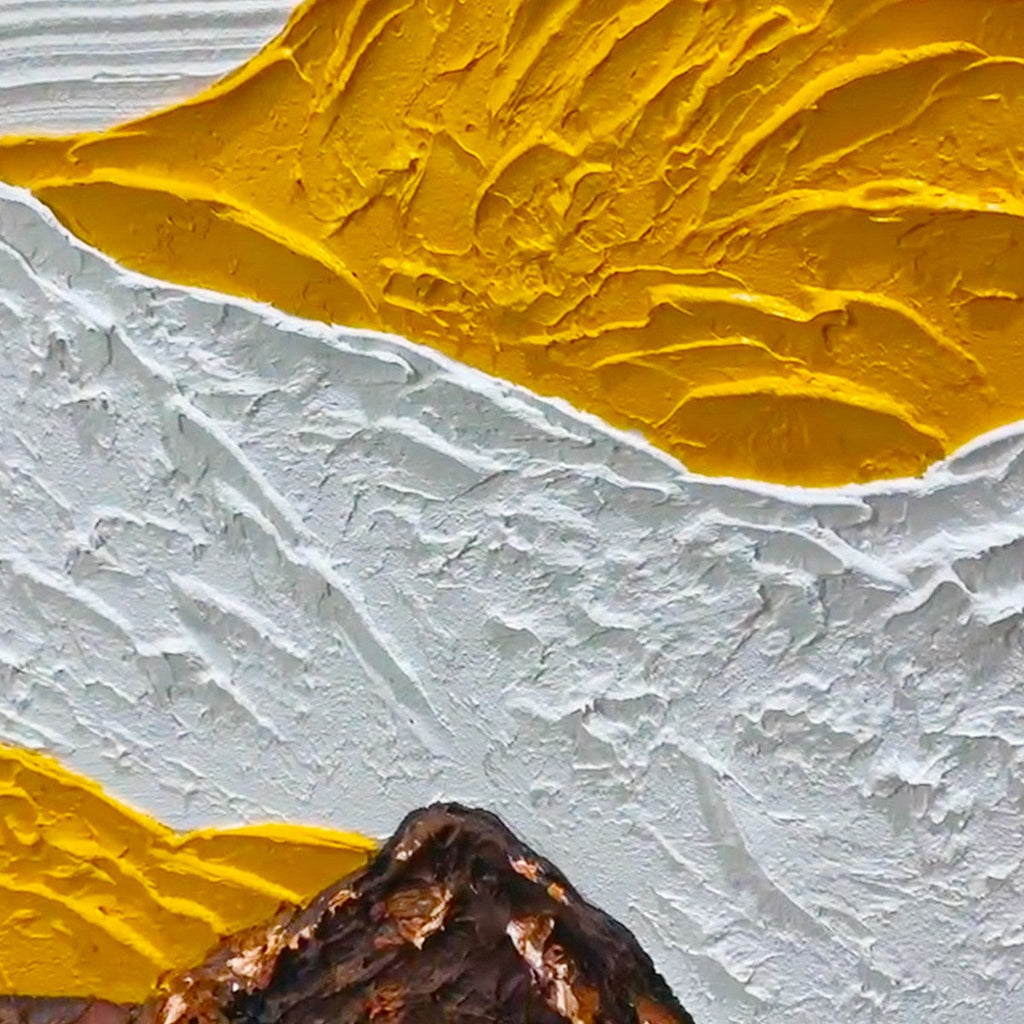 MOUNTAIN PEAKS: Textured Mountain Range Painting in Brown and White