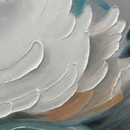 OCEAN WHISPERS: Textured Soft White Cream Blue Waves Seascape Canvas