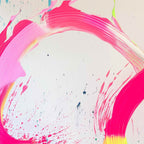 NEON BLOOM: Neon Pink Green Yellow Swirls Splatter White Background Canvas