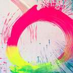 NEON BLOOM: Neon Pink Green Yellow Swirls Splatter White Background Canvas