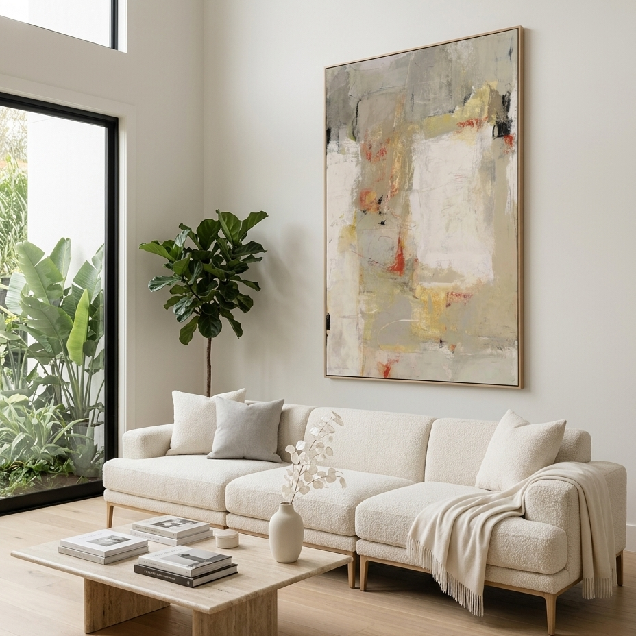 NEUTRAL ABSTRACTION: Textured Brushstrokes Neutral Tone Minimalist Canvas