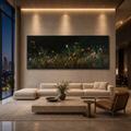 NIGHT GARDEN: Wildflowers Mystical Evening Meadow Panoramic Canvas