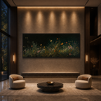 NIGHT GARDEN: Wildflowers Mystical Evening Meadow Panoramic Canvas