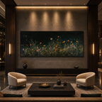NIGHT GARDEN: Wildflowers Mystical Evening Meadow Panoramic Canvas