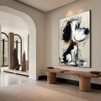 NOSTALGIC SCRIBBLE: Expressive Pop Art Dog Painting for Modern Decor