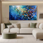 OCEANIC CONVERGENCE: Textured Impasto Painting of a Vibrant School of Fish